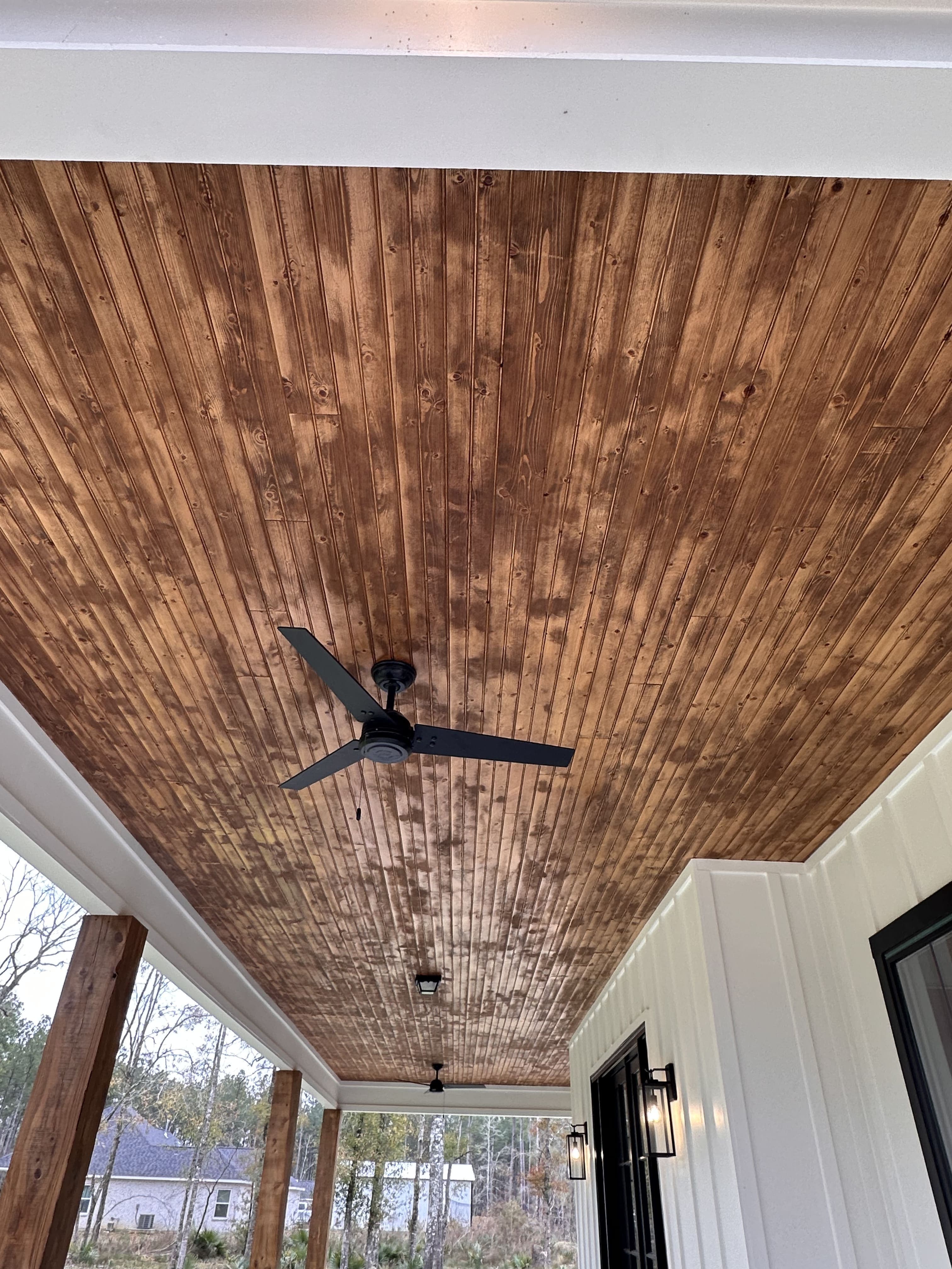 Stained Porch Ceiling & Beadboard